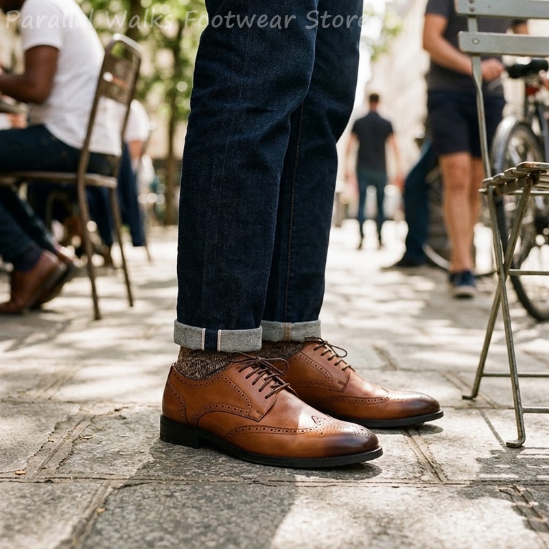 Men Shoes For Wedding - Erkekler için Brogue Derby Ayakkabıları Resmi