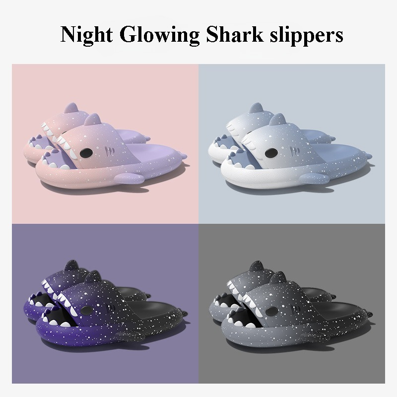 Men'S Shoes To Women'S - Sevimli Karikatür Köpekbalığı Terlik Kadın Erkek