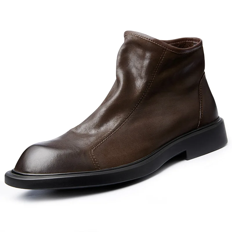 Men Shoes For Wedding - Sıcak Erkek Hakiki Deri Botlar Retro