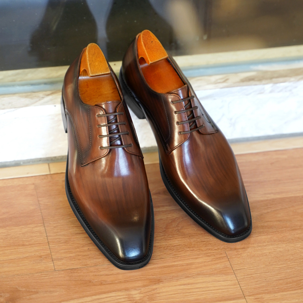 Monk Strap Shoe - Erkek Iş Rahat Ayakkabılar Sıkıntılı Ahşap