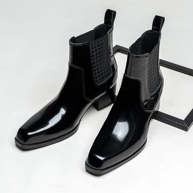 Men Shoes For Wedding - Lüks Rugan Deri Erkek Bilek Botları