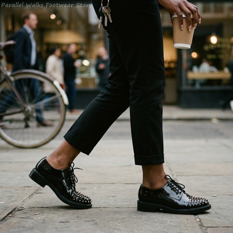 Patent Deri Metalik Çivili Bağ - Men Shoes For Wedding incelemesi ve fiyatı