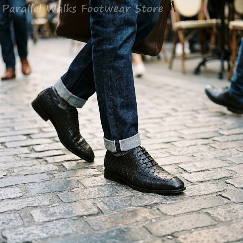 Erkekler İçin Balık Pul Desenl - Men Shoes For Wedding incelemesi ve fiyatı